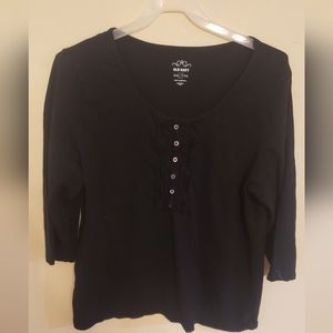 Old Navy Black Top with Button Detail Size XXL